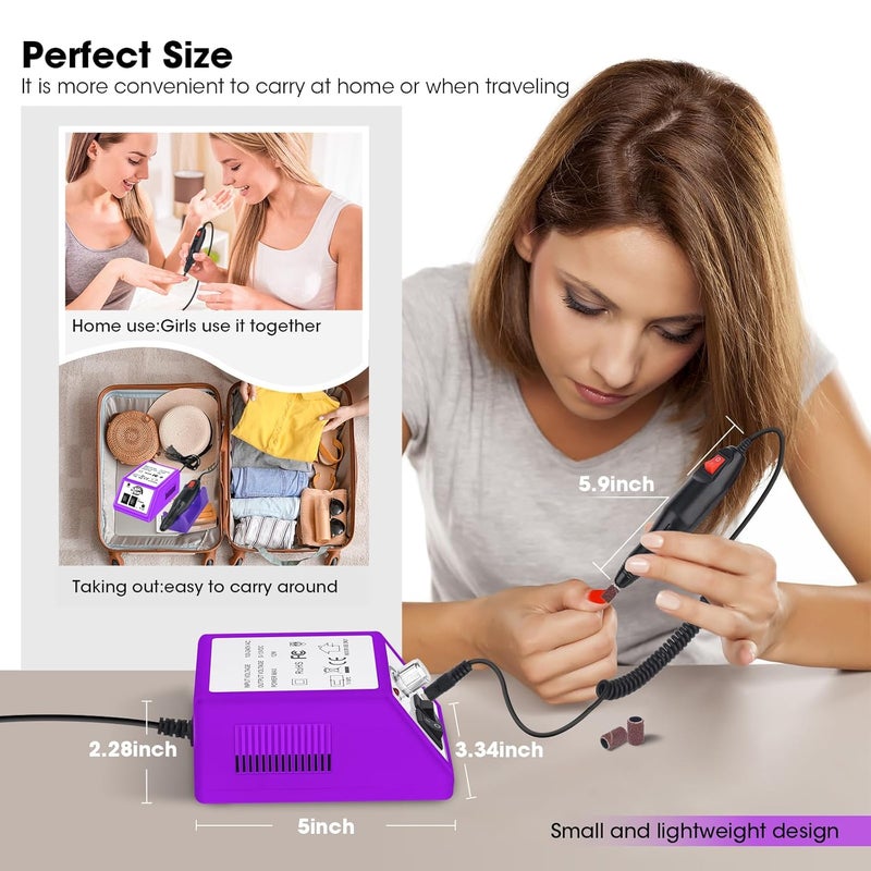 LAVAED Nail Drill Professional E Filer for Nails Electric Nail File, Nail Filer Electric Drill Nail Kit with 156pcs Sanding Bands and Nail Drill Bits for Acrylic Nail Gel Nail Manicure Pedicure - Image 4